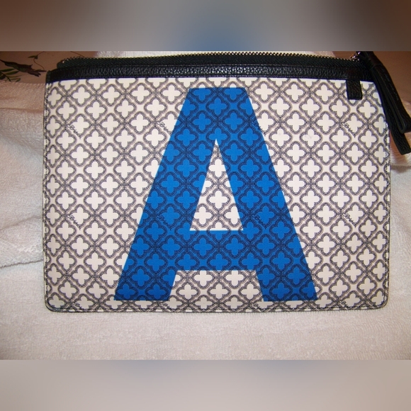 Brighton Black & White Convertible Crossbody / Purse with Blue A initial - Picture 5 of 6